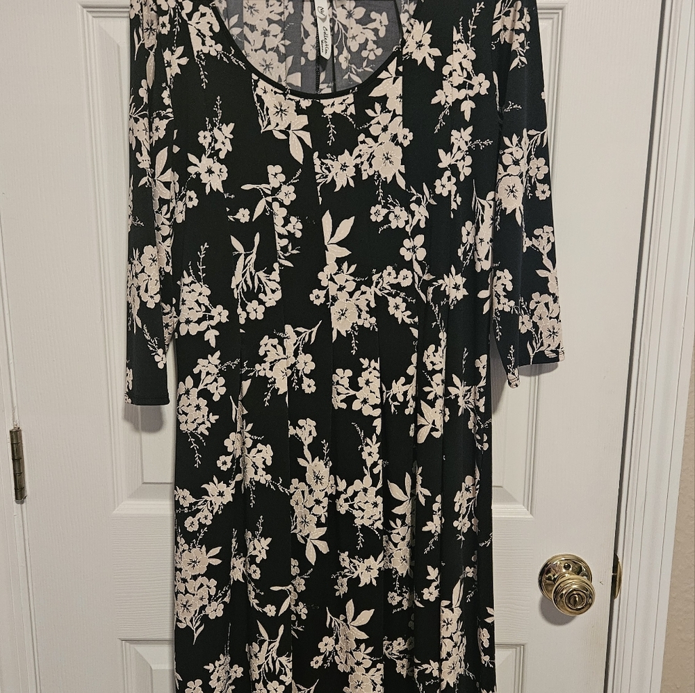 Black dress with ivory flowers